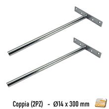 Carica l'immagine nel visualizzatore di Gallery, REGGIMENSOLA A SCOMPARSA REGGIRIPIANO INVISIBILE STAFFA SUPPORTO RIPIANI DIAMETRO 14MM T 2 pezzi lunghezza 30cm 300mm smontabile