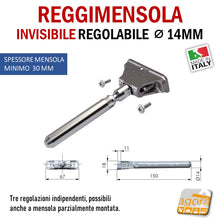Carica l'immagine nel visualizzatore di Gallery, reggimensola staffa a scomparsa a incasso per mensole invisibili regolabile alta qualità triade mini