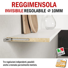 Carica l'immagine nel visualizzatore di Gallery, Reggimensola metallico regolabile per mensola a scomparsa invisibile per muro parete casa ufficio ripiani legno muratura staffa supporto