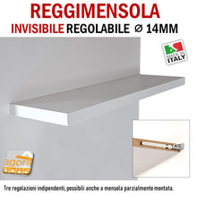 Carica l'immagine nel visualizzatore di Gallery, REGGIMENSOLA A SCOMPARSA REGOLABILE PER MENSOLE SP.MIN 30 MM REGGIRIPIANO INVISIBILE STAFFA SUPPORTO PER RIPIANI DIAMETRO 14 MM 1pz