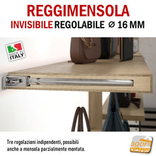 Carica l'immagine nel visualizzatore di Gallery, Reggimensola metallico regolabile per mensola a scomparsa invisibile per muro parete casa ufficio ripiani legno muratura mensola 40 mm 50 mm mensola normale
