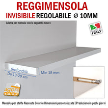 Carica l'immagine nel visualizzatore di Gallery, reggimensola a scomparsa per ripiani in legno sospesi mensole in legno sottili triade slim incassato invisibile