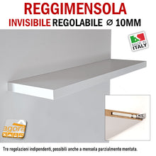 Carica l'immagine nel visualizzatore di Gallery, reggimensola a scomparsa per ripiani in legno sospesi mensole in legno sottili triade slim incassato invisibile