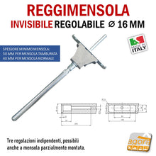 Carica l'immagine nel visualizzatore di Gallery, Reggimensola metallico regolabile per mensola a scomparsa invisibile per muro parete casa ufficio ripiani legno muratura mensola 40 mm 50 mm tre regolazioni facile da montare