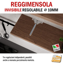 Carica l'immagine nel visualizzatore di Gallery, Reggimensola metallico regolabile per mensola a scomparsa invisibile per muro parete casa ufficio ripiani legno