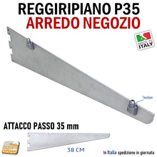 Carica l'immagine nel visualizzatore di Gallery, REGGIRIPIANO MENSOLA ATTACCO CAVETTATO P35 ARGENTO 38CM ATTREZZATURA PARETE NEGOZIO attrezzatura negozio negozi