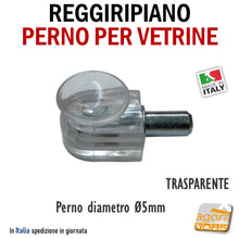 Carica l'immagine nel visualizzatore di Gallery, perno d 5 mm reggiripiano reggi vetro per mobile mobili supporto mensola vetro cristallo per mobili forati 5mm staffa supportino mensolina per vetri trasparente
