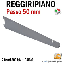 Carica l'immagine nel visualizzatore di Gallery, reggiripiani reggimensole staffe supporti per ripiani ripiano negozio negozi attacco cavettato cava passo 50m 5cm 40cm 38 cm in metallo colore grigio attrezzatura negozio arredo parete piantana