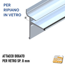 Carica l'immagine nel visualizzatore di Gallery, Reggimensola per ripiano in vetro cristallo spessore 8mm in alluminio attacco doga dogato parete dogata per negozi supporto staffa vetri