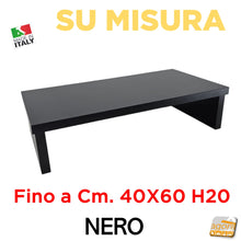 Carica l'immagine nel visualizzatore di Gallery, RIALZO X MONITOR TV TELEVIZIONE COMPUTER SU MISURA NERO SUPPORTO SU MISURA
