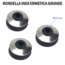 Carica l'immagine nel visualizzatore di Gallery, RONDELLA ERMETICA IN ACCIAIO INOX DIAMETRO Ø25MM GOMMATA PER TETTI/COPERTURE PER ESTERNO RONDELLA INOX CON GOMMA DIAMETRO Ø25MM per esterni tetti carport grande