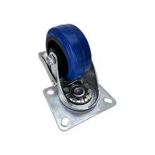 Carica l'immagine nel visualizzatore di Gallery, ruota carrello piastra girevole da 80x100mm 8x10cm con fori interasse 8x6cm foratura 80x60mm gomma elastica blu di qualità