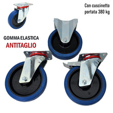 Carica l'immagine nel visualizzatore di Gallery, RUOTA GOMMA ELASTICA BLU DIAMETRO 200MM GIREVOLE CON PIASTRA CON FRENO SENZA FRENO 16N AVO INDUSTRIA RUOTE 66 66A 66ANT 14310 14301 14304