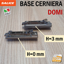 Carica l'immagine nel visualizzatore di Gallery, BASE PER CERNIERA A MOLLA SALICE LINEARE INNESTO RAPIDO REGOLABILE H=0 CON VITE EURO BAPGR09 basetta cerniere antina mobile cucina lineare con 2 viti H=0mm H0 differenze