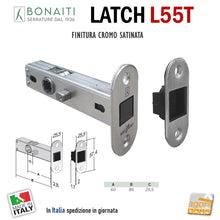 Load image into Gallery viewer, LATCH 12 SERRATURA PORTA BONAITI LATCH L55T 12 PRIVACY ANTIPANICO BORDO TONDO FRONTALE 26x57 E60 CROMO SAT