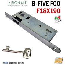 Carica l'immagine nel visualizzatore di Gallery, SERRATURA PORTA INTERNA MAGNETICA B-FIVE BONAITI F00 PATENT FRONTALE 18X190MM E30 INT 90 CR.S SATINATA
