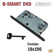 Load image into Gallery viewer, SERRATURA PORTA MAGNETICA BONAITI B-SMART D65 PATENT CHIAVE FRONTALE 196X18 TONDO F18X196mm 48D65150KE NERA MATT BLACK NERO OPACO door lock