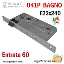 Carica l'immagine nel visualizzatore di Gallery, serratura porta frontale quadro 24cm 22x140mm bagno doppio quadro frontale rettangolare bonaiti 041P entrata 60mm e 6 cm