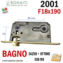 Carica l'immagine nel visualizzatore di Gallery, Bonaiti 2001 241/50 ottone serratura per bagni in metallo quadro 6x6 quadro maniglia allineato allo scrocco 482410501E
