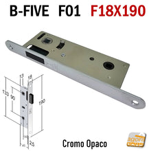 Carica l'immagine nel visualizzatore di Gallery, serratura porta magnetica Bonaiti FIVE F01 bagno wc doppio quadro frontale 190x18mm entrata 30mm interasse 90mm 48F010309E cromata opaca