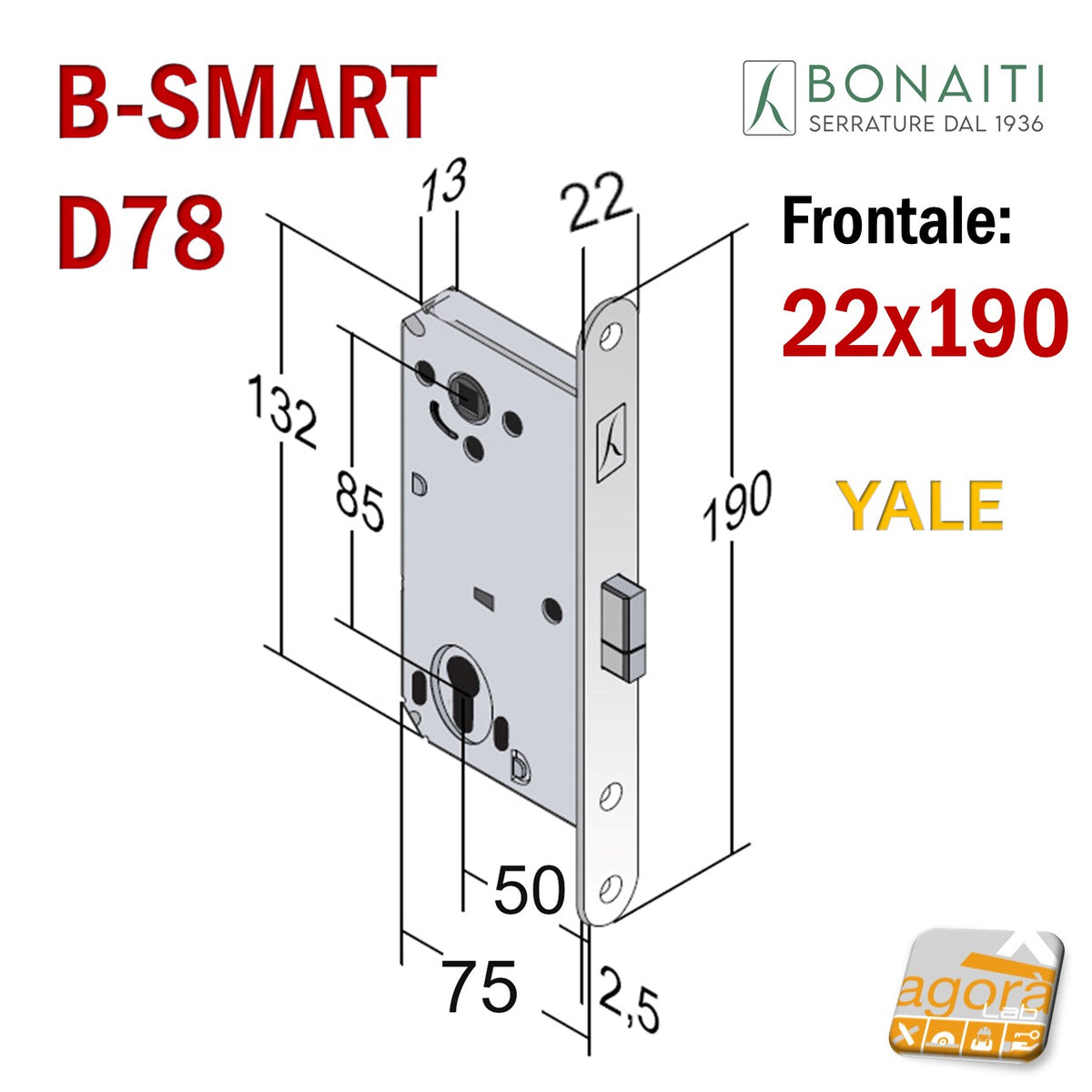 Serratura magnetica Patent BONAITI B-FORTY N65 ottone lucido con contropiastra | Leroy Merlin