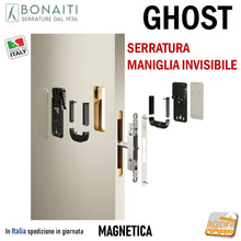 Load image into Gallery viewer, serratura per porta maniglia invisibile complanare bonaiti ghost 310-gf42 frontale 18x196mm 4031000097 passage magnetica new model