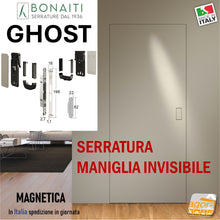 Load image into Gallery viewer, serratura per porta maniglia invisibile complanare bonaiti ghost 310-gf42 frontale 18x196mm 4031000097 passage magnetica