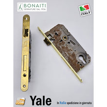 Carica l'immagine nel visualizzatore di Gallery, SERRATURA PORTA FRONTALE 22x240mm YALE BONAITI C22T-50 OTTONE E50 I85 48C2205017 meccanica