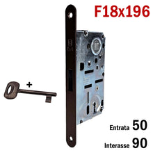 Carica l'immagine nel visualizzatore di Gallery, SERRATURA PATENT X PORTA MAGNETICA B-FORTY BONAITI N65 FRONTALE 18X196MM E50 I90 BRONZO 48N65150+E bronzata originale entrata 5cm interasse 9cm scrocco nero con chiave