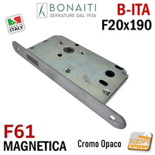 Carica l'immagine nel visualizzatore di Gallery, SERRATURA PORTA INTERNA MAGNETICA B-ITA BONAITI F61 FRONTALE 20X190MM E50 I70 BAGNO CROMO OPACO F 190x20 48F6105093