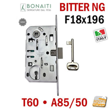 Carica l'immagine nel visualizzatore di Gallery, serratura Bonaiti Bitter New Generation A85 Chiave patent F 196 x 18 mm Argento opaca satinata