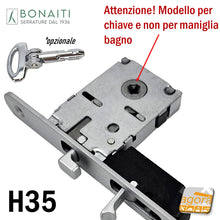 Load image into Gallery viewer, FRONT SLIDING DOOR LOCK 18x196mm BONAITI H35+TIR FOLDING PIN KEY MATT CHROME E50