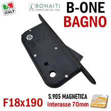 Carica l'immagine nel visualizzatore di Gallery, MAGNETIC INTERNAL DOOR LOCK B-ONE BONAITI S905 BATHROOM WC FRONT PANEL 18X190MM E50 INT70 MATT BLACK BLACK 7cm centre distance double square 6x6 8x8 489050KE SERRATURA PORTA INTERNA MAGNETICA B-ONE BONAITI S905 BAGNO WC FRONTALE 18X190MM E50 INT70 NERO MATT BLACK NERA DOOR LOCK METAL interasse 7cm doppio quadro 6x6 8x8 48905050KE