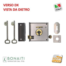 Carica l'immagine nel visualizzatore di Gallery, SERRATURA VERTICALE PORTONCINO CON SCROCCO E CATENACCIO BONAITI ART.175 DX mm.80 E40 BRONZATA DA APPLICARE PORTE ANTICHE 4L1750800D porte antiche vecchie