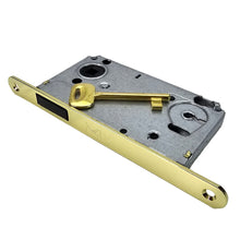 Carica l'immagine nel visualizzatore di Gallery, SERRATURA PORTA MAGNETICA B-TWIN BONAITI 350 CHIAVE PATENT FRONTALE 18X196MM E50 I90 OTTONE SCROCCO NERO IN ALTO