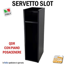 Carica l'immagine nel visualizzatore di Gallery, Servetto divisorio per slot machines VLT stretto alto con piano posacenere gancio appendiborsa nero stretto table slot tavolino servizio per casinò sala fumatori misure personalizzate