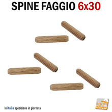 Carica l'immagine nel visualizzatore di Gallery, spine faggio per assemblaggio giunzione mobili in legno faggio striate per incollaggi vinavil d6x30mm spine spina tassello per mobili