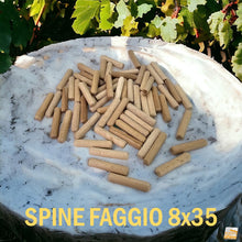 Carica l'immagine nel visualizzatore di Gallery, SPINE FAGGIO STRIATE D 8X35MM TASSELLO IN LEGNO PER MOBILI SPINA LEGNO tassello d8x35mm lunghezza 3,5cm per uso professionale - falegnameria montaggio arredi