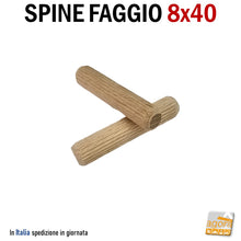 Carica l'immagine nel visualizzatore di Gallery, SPINE FAGGIO STRIATE D 8X40MM TASSELLO IN LEGNO PER MOBILI SPINA LEGNO 4 cm calibrata professionale
