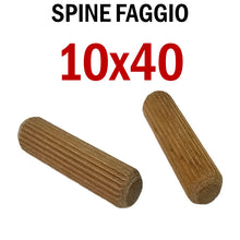 Carica l'immagine nel visualizzatore di Gallery, SPINE FAGGIO STRIATE D 10X40MM TASSELLO IN LEGNO PER MOBILI SPINA LEGNO tassello in legno di qualità per assemblaggio mobili diametro 10 mm lunghezza 40mm