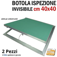 Carica l'immagine nel visualizzatore di Gallery, SPORTELLO BOTOLA PER ISPEZIONE FILOMURO RASOMURO INVISIBILE CON APERTURA CLICK-CLACK PER CARTONGESSO SOFFITTO 40X40 PUSH 2 PEZZI COLORE VERDE