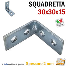 Carica l'immagine nel visualizzatore di Gallery, Squadretta di Assemblaggio mm 30x30x15 sp 2,0 Acciaio Zincato Forata Lastrina 100pz squadretta per mobili arredamento assemblaggi cm 3x3 squadrette lastrine