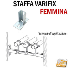 Load image into Gallery viewer, Staffa per barra asolata Varifix femmina mm 41x41 Acciaio Zincato Forata Angolare