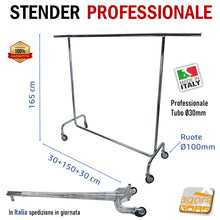 Load image into Gallery viewer, CLOTHES RACK H165 WHEEL KIT D100 PROFESSIONAL CLOTH HANGER HIGH CAPACITY CLOTHES TROLLEY