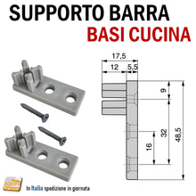 Carica l'immagine nel visualizzatore di Gallery, SUPPORTO CONNETTORE BARRA BASE CUCINA ALLUMINIO 18X18mm X VITI EURO BOX basi cucine bussolotti bussolotto albeam emuca in plastica da avvitare per traverso collegamento alluminio kitchen