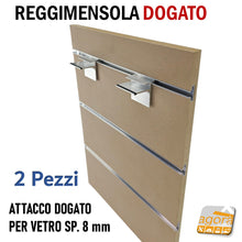 Carica l'immagine nel visualizzatore di Gallery, Reggimensola per ripiano in vetro cristallo spessore 8mm in alluminio attacco doga dogato parete dogata per negozi supporto staffa vetri negozio coppia supporti argento