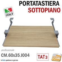 Carica l'immagine nel visualizzatore di Gallery, porta tastiera supporto per tastiere pc notebook sottopiano sotto scrivania rovere legno venato chiaro marrone professionale portatastiera piccola