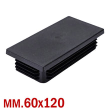 Carica l'immagine nel visualizzatore di Gallery, mm120x60 NERO - Tappo sottopiede copritesta alettato per tubi tubolari tubolare metallico da inserire a pressione. Puntale con alette per telai strutture tavoli carpenteria metallica. In plastica nera ben rifinito di qualità. Tappo Cappucci Estremità Tubo Rettangolare Plastica tubo otturazione coperchi. mm60x120 cm12x6 prezzo distributore industriale produttore produzione materiali plastici. Tappi disponibili spedizione veloce. Inserto a lamelle