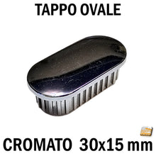 Carica l'immagine nel visualizzatore di Gallery, tappo ovale cromato copritesta in abs plastica per tubi ovali 30x15mm da inserire nel tubo ovale 1,5 x 3 cm bello ben rifinito cappuccio Tappi Ovali per tubi negozio tappino