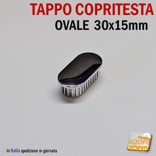 Carica l'immagine nel visualizzatore di Gallery, tappo ovale cromato copritesta in abs plastica per tubi ovali 30x15mm da inserire nel tubo ovale 1,5 x 3 cm bello ben rifinito cappuccio Tappi Ovali per tubi negozio attrezzatura negozi